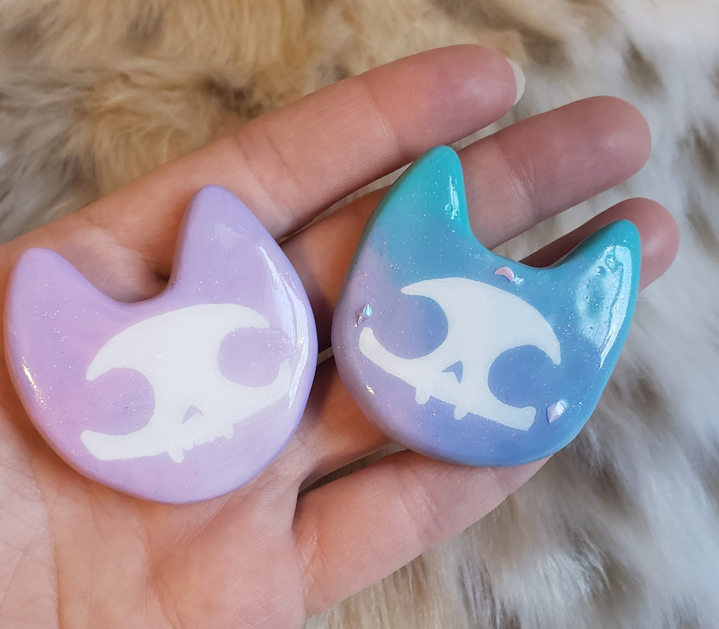 Glittery Pastel Skele-Cats OOAK Magnet -GRAB BAG-