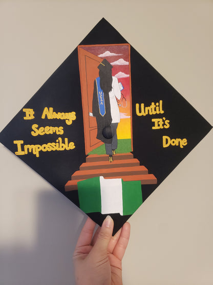 Custom Hand-Painted Graduation Cap or Topper (Simple Design)