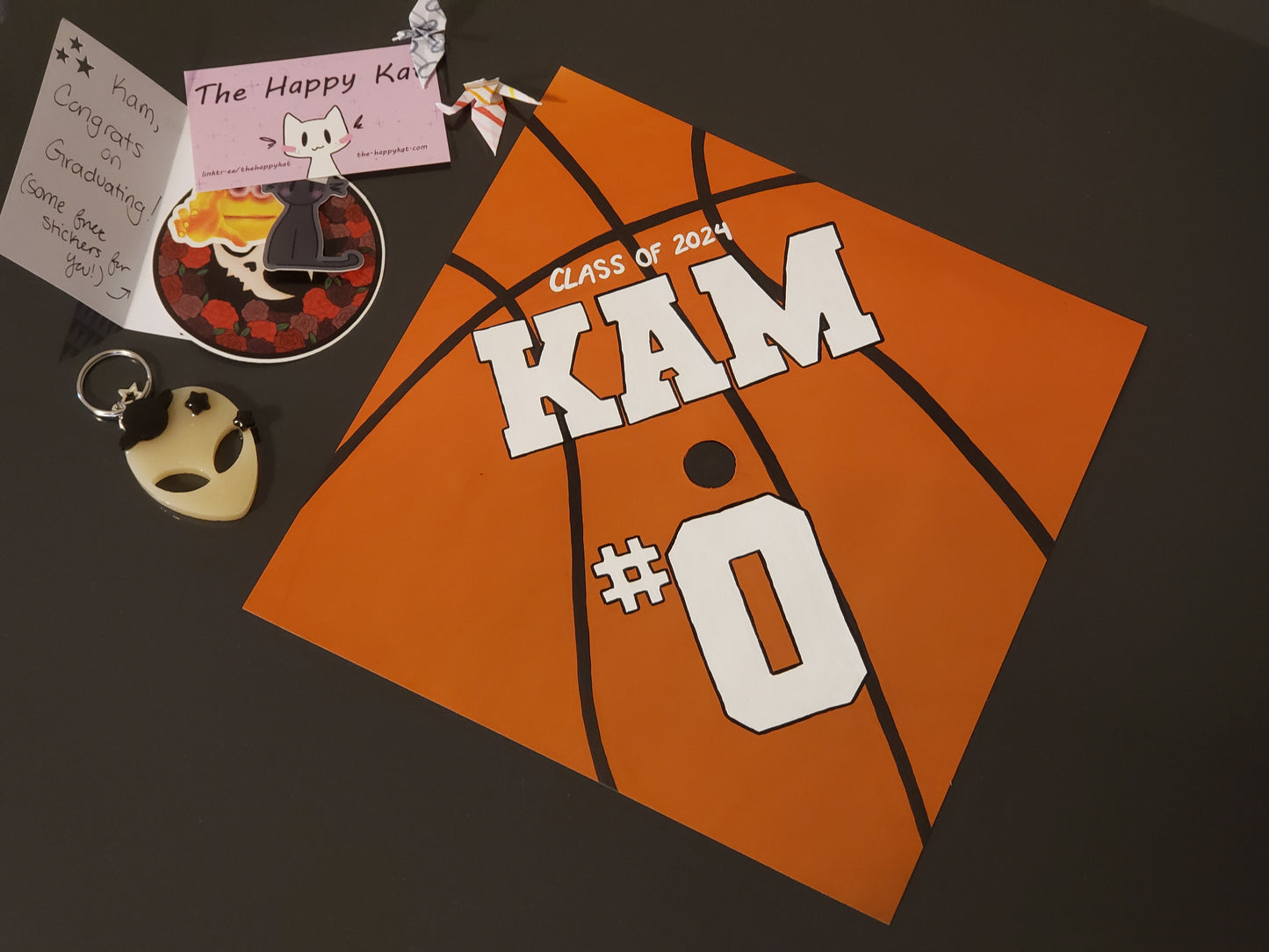 Custom Hand-Painted Graduation Cap or Topper (Simple Design)