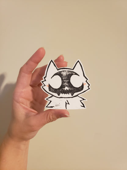 Skull-Cat Relief Printed Sticker