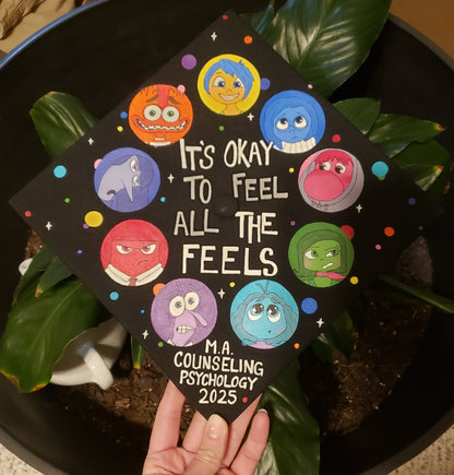 Custom Hand-Painted Graduation Cap (Complex Design)