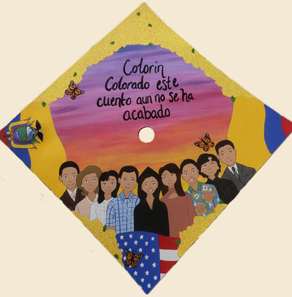 Custom Hand-Painted Graduation Cap or Topper (Complex Design)