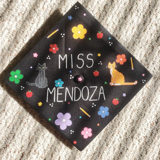 Custom Hand-Painted Graduation Cap or Topper (Simple Design)