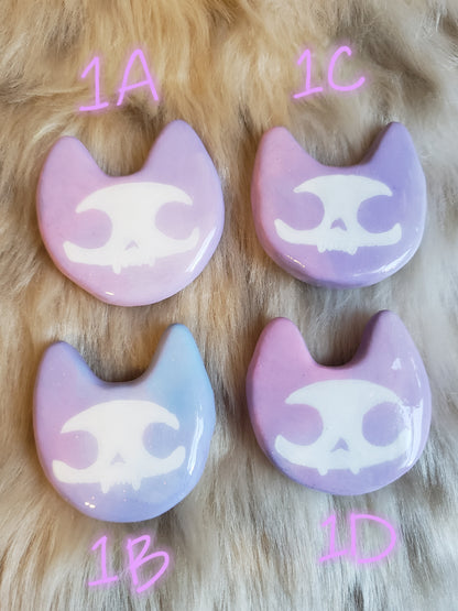 Glittery Pastel Skele-Cats OOAK Magnet