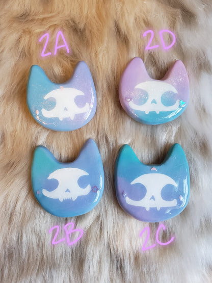 Glittery Pastel Skele-Cats OOAK Magnet