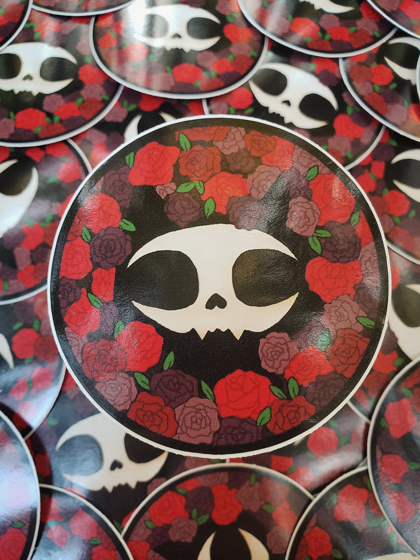 Gothic Roses Skullcat Sticker